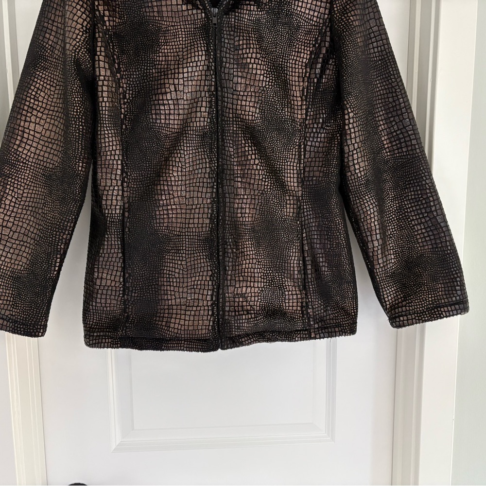 Ameri Mode Metallic Browntextured Jacket Size L - image 3